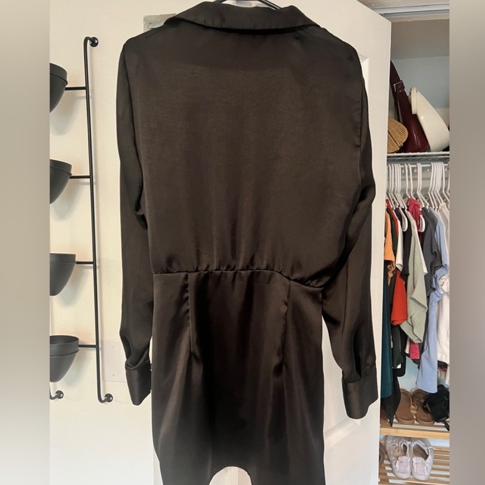 ZARA Black Elegant Satin Midi Dress - Picture 5 of 5